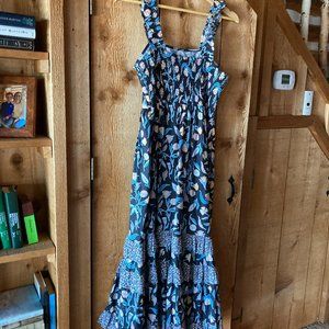 Blue floral summer flowy dress